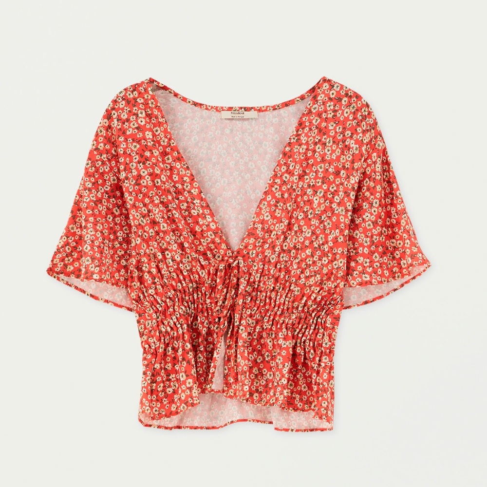 Pull & Bear Mini Floral Print Short Sleeve Shirt